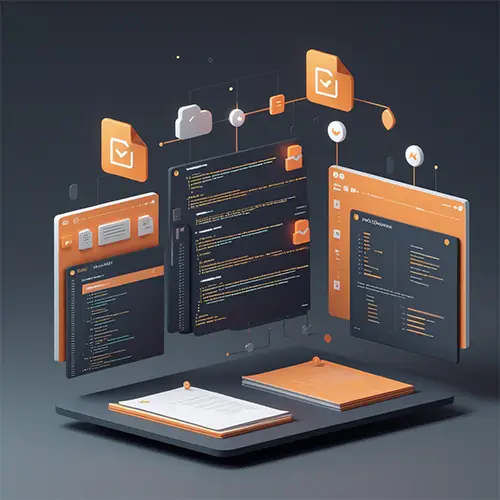 Dashboard con íconos de generación de archivos XML y códigos CUFE en diseño técnico