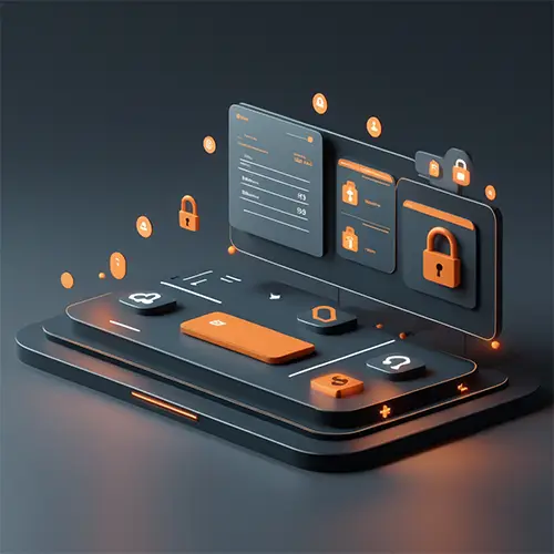 Dashboard moderno con íconos de emisión y validación de facturas electrónicas en diseño 3D